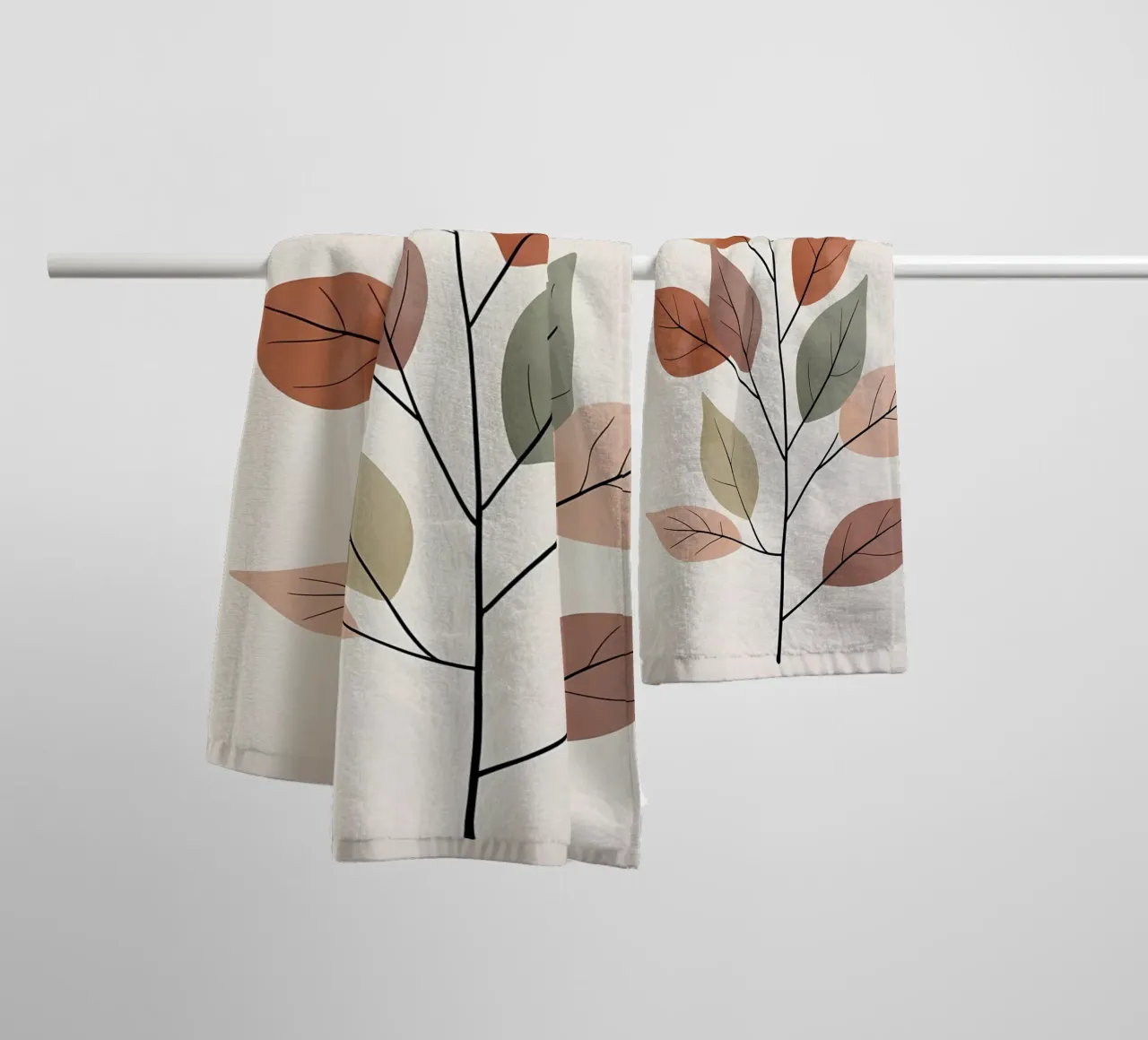 Herbstliche Gelassenheit - Minimalistische Botanische Kunst Handtuch von Bloom And Brush