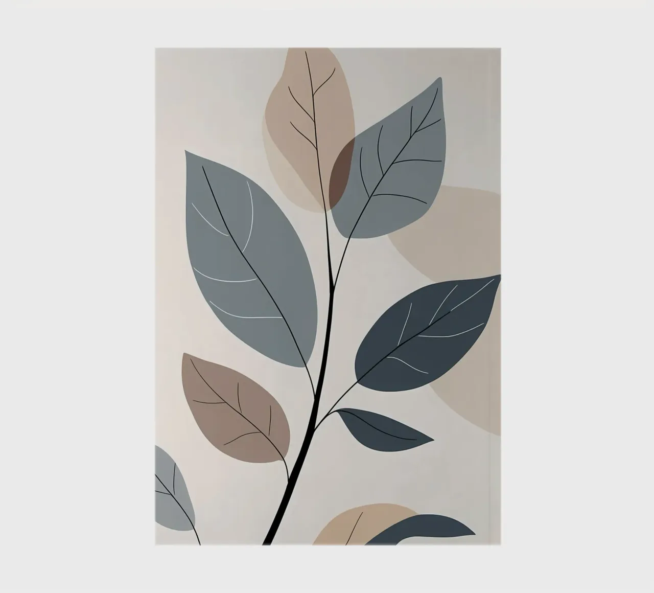 Ramo botanico blu e beige con foglie minimaliste. diario da Bloom And Brush