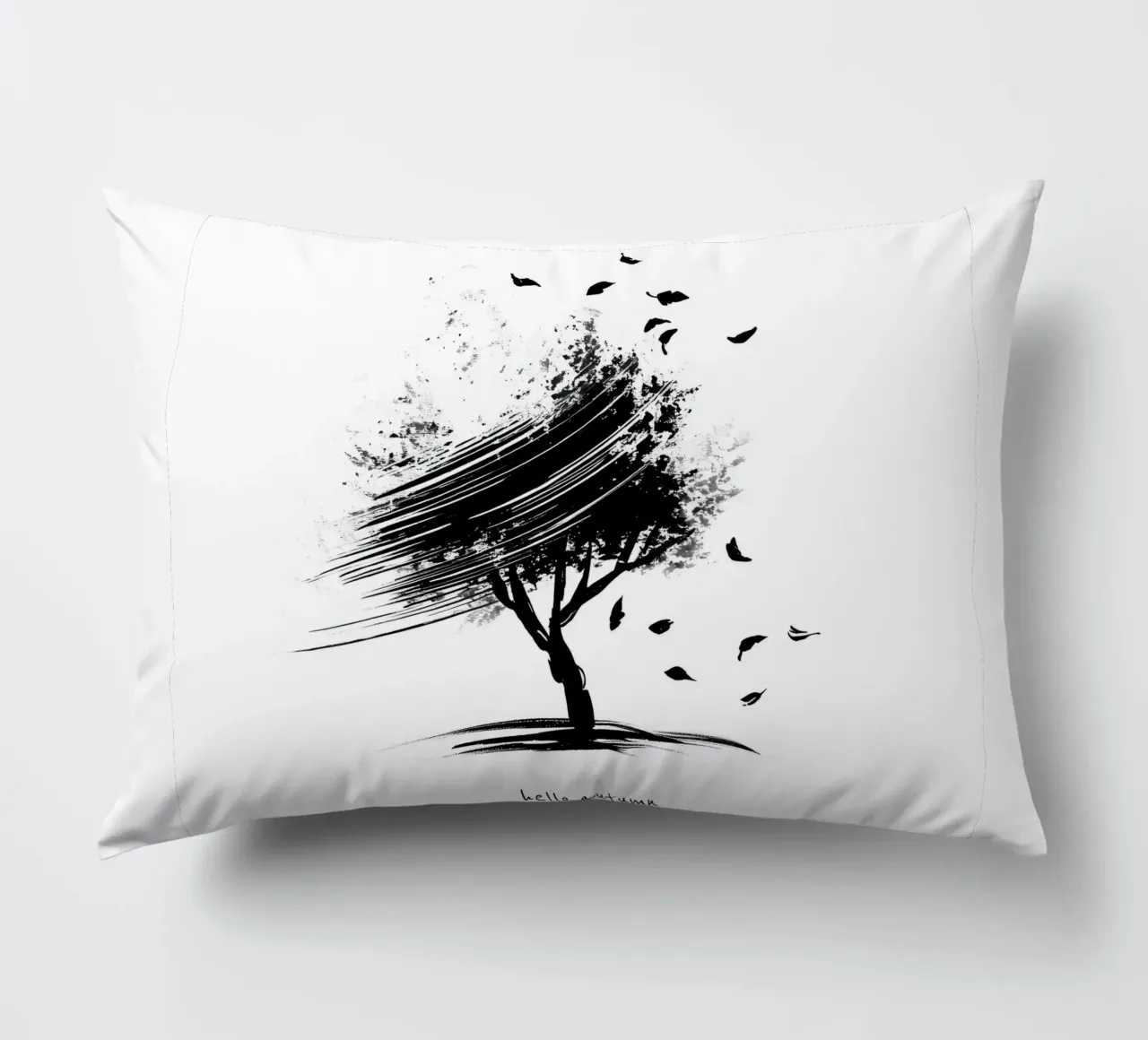 Ciao autunno - Albero disegnato a mano in bianco e nero cuscino da Imaginative