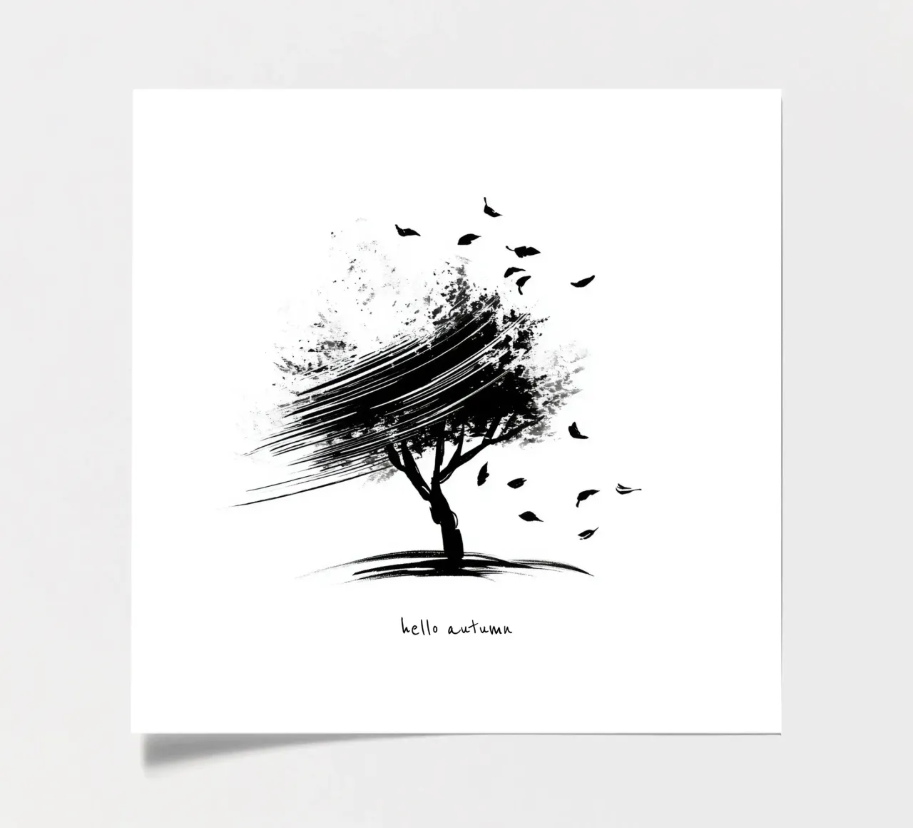 Ciao autunno - Albero disegnato a mano in bianco e nero foglio adesivo da Imaginative