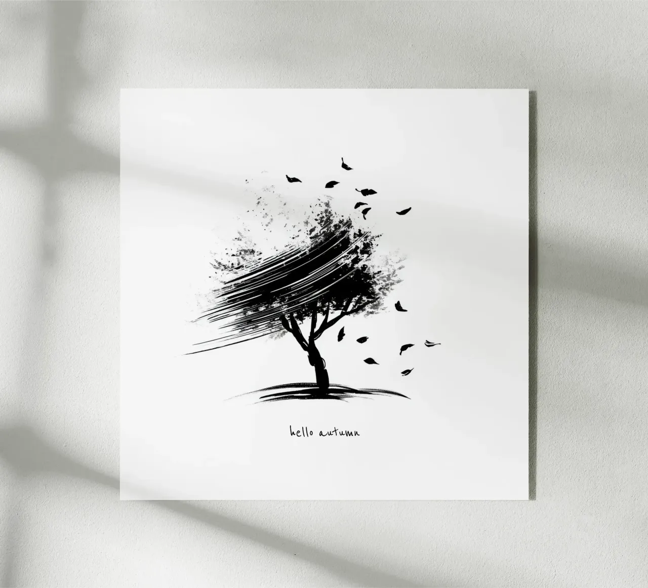 Ciao autunno - Albero disegnato a mano in bianco e nero plexiglass da Imaginative