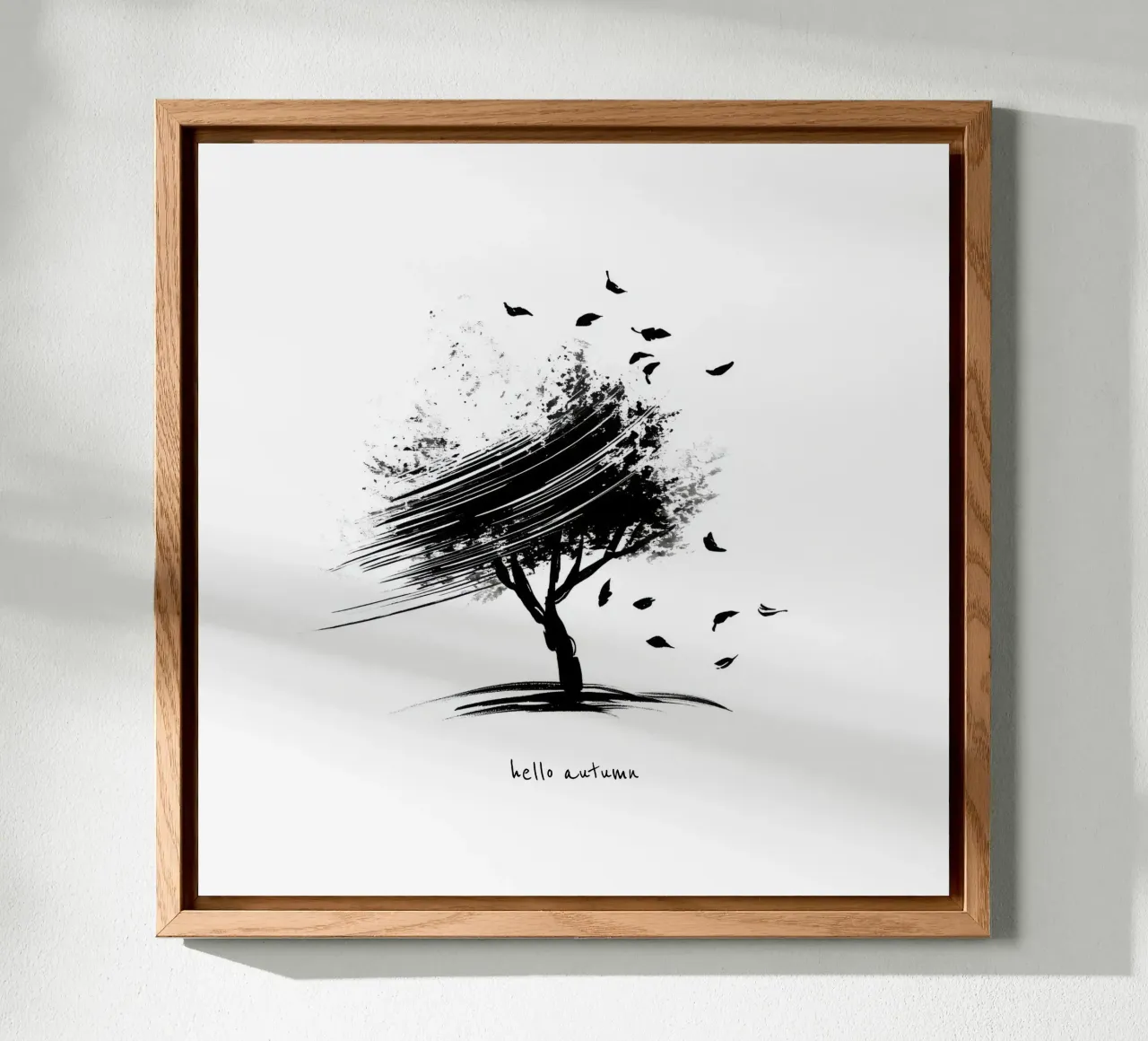 Ciao autunno - Albero disegnato a mano in bianco e nero alluminio dibond da Imaginative