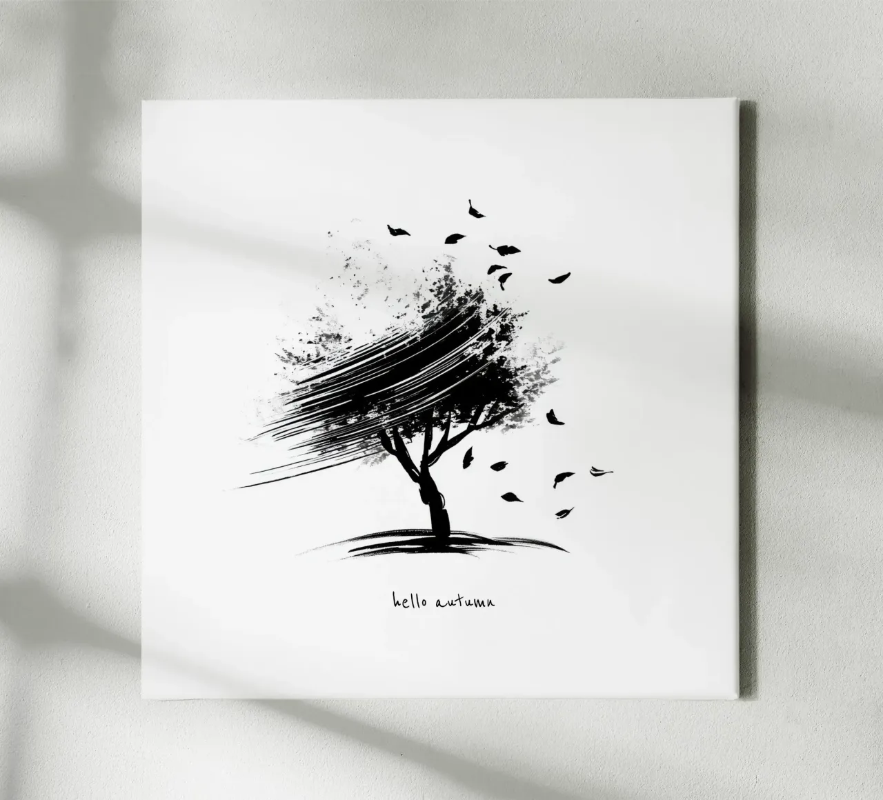 Ciao autunno - Albero disegnato a mano in bianco e nero tela da Imaginative