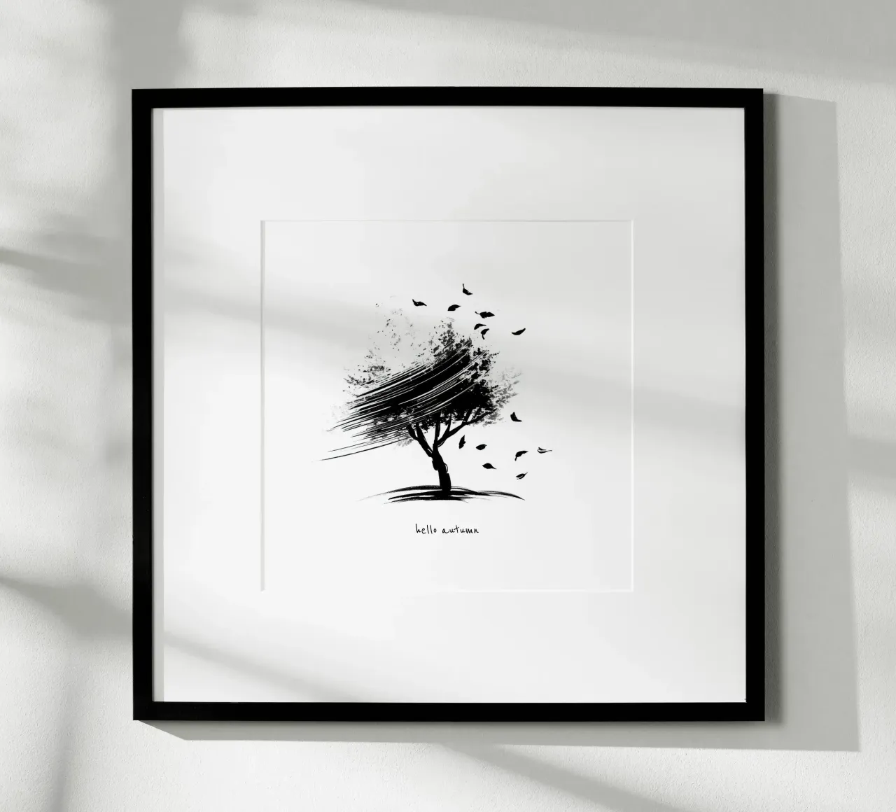 Ciao autunno - Albero disegnato a mano in bianco e nero carta hahnemühle da Imaginative