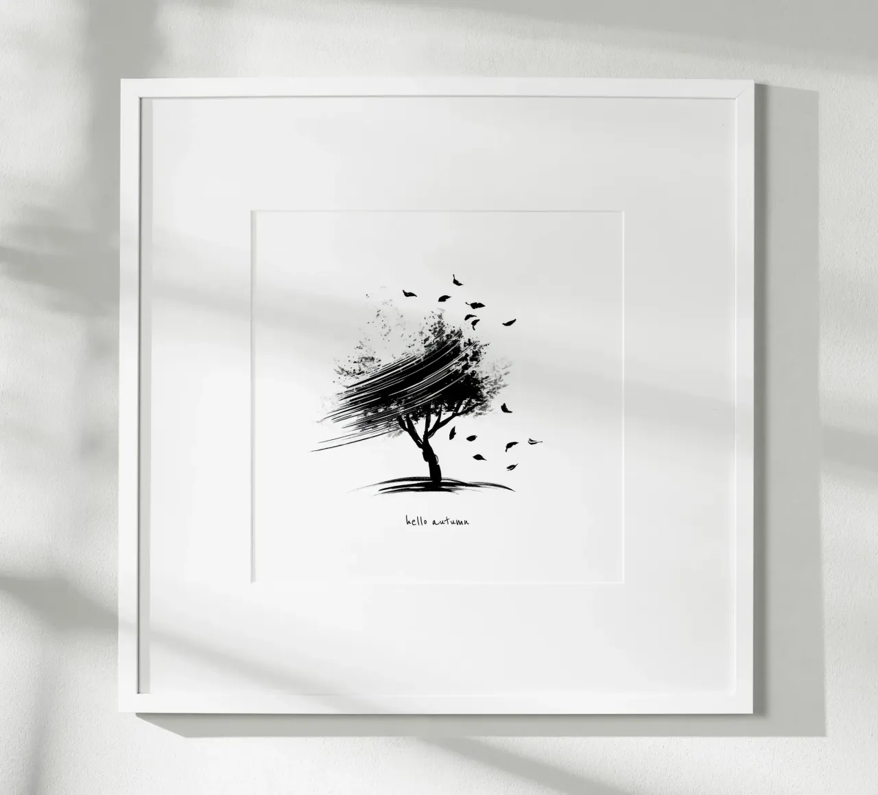 Ciao autunno - Albero disegnato a mano in bianco e nero carta hahnemühle da Imaginative