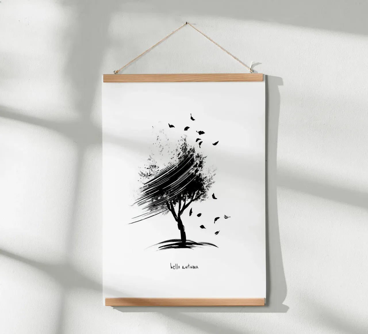 Ciao autunno - Albero disegnato a mano in bianco e nero carta hahnemühle da Imaginative