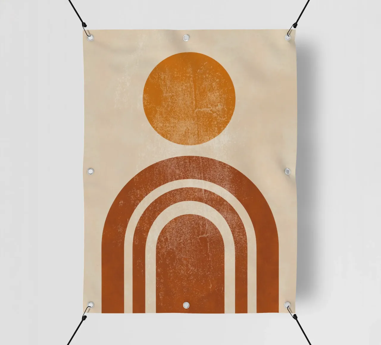 Abstracte Retro Zon & Boog Print pvc-zeil van Aralyn