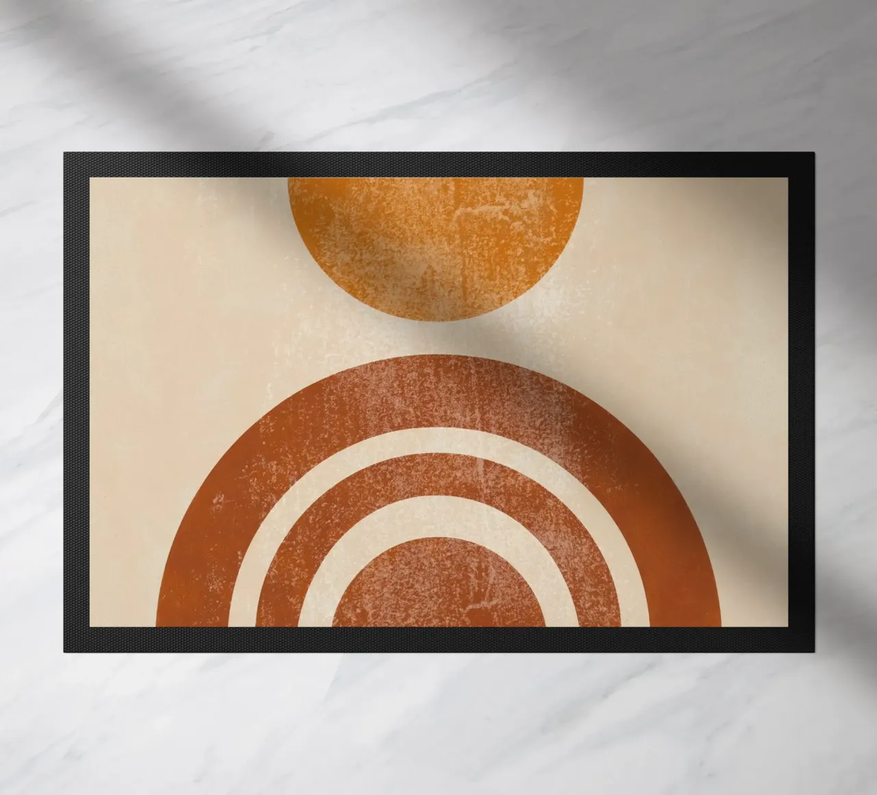Abstracte Retro Zon & Boog Print deurmat van Aralyn