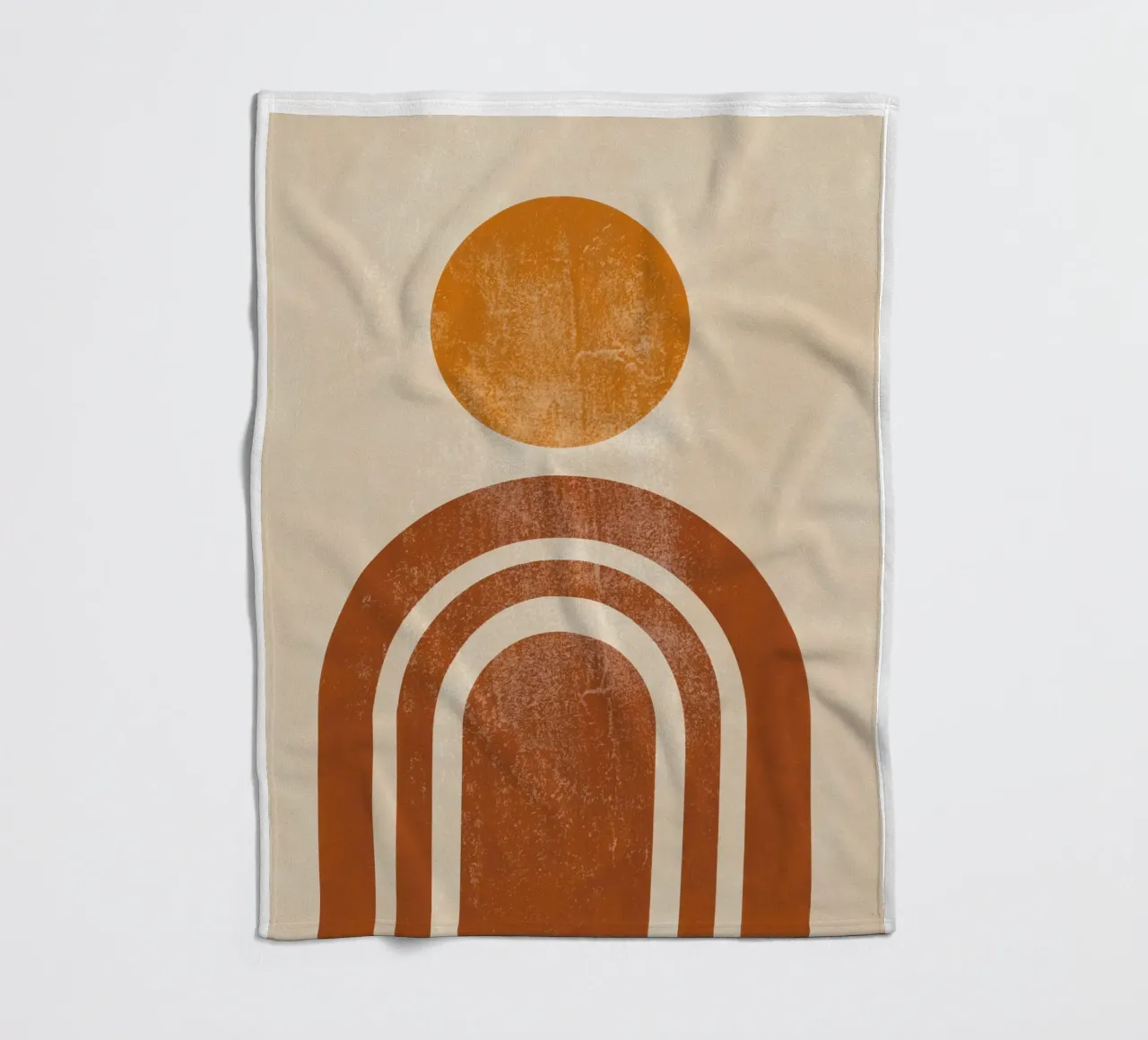 Abstracte Retro Zon & Boog Print fleecedeken van Aralyn