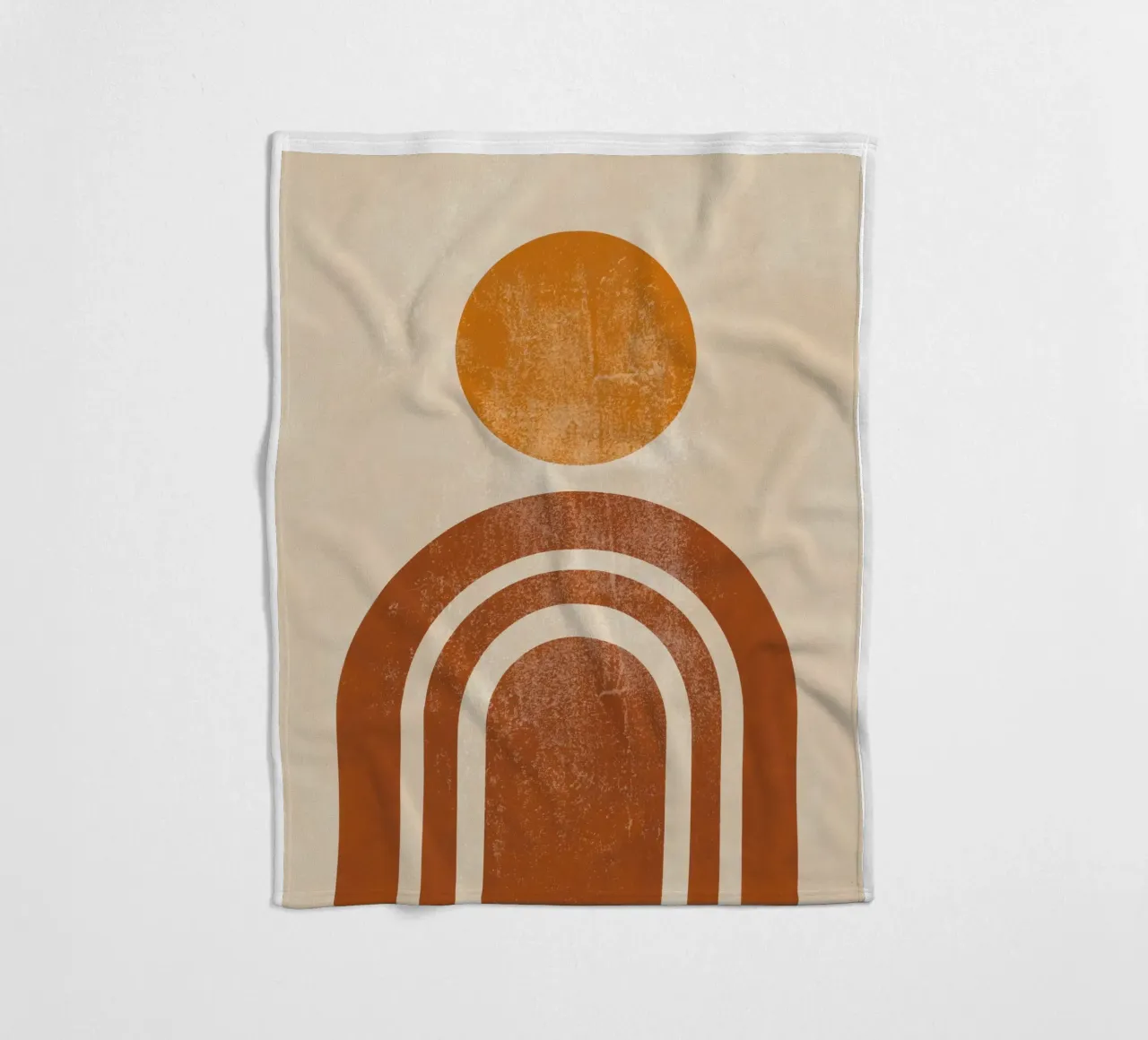 Abstracte Retro Zon & Boog Print fleecedeken van Aralyn