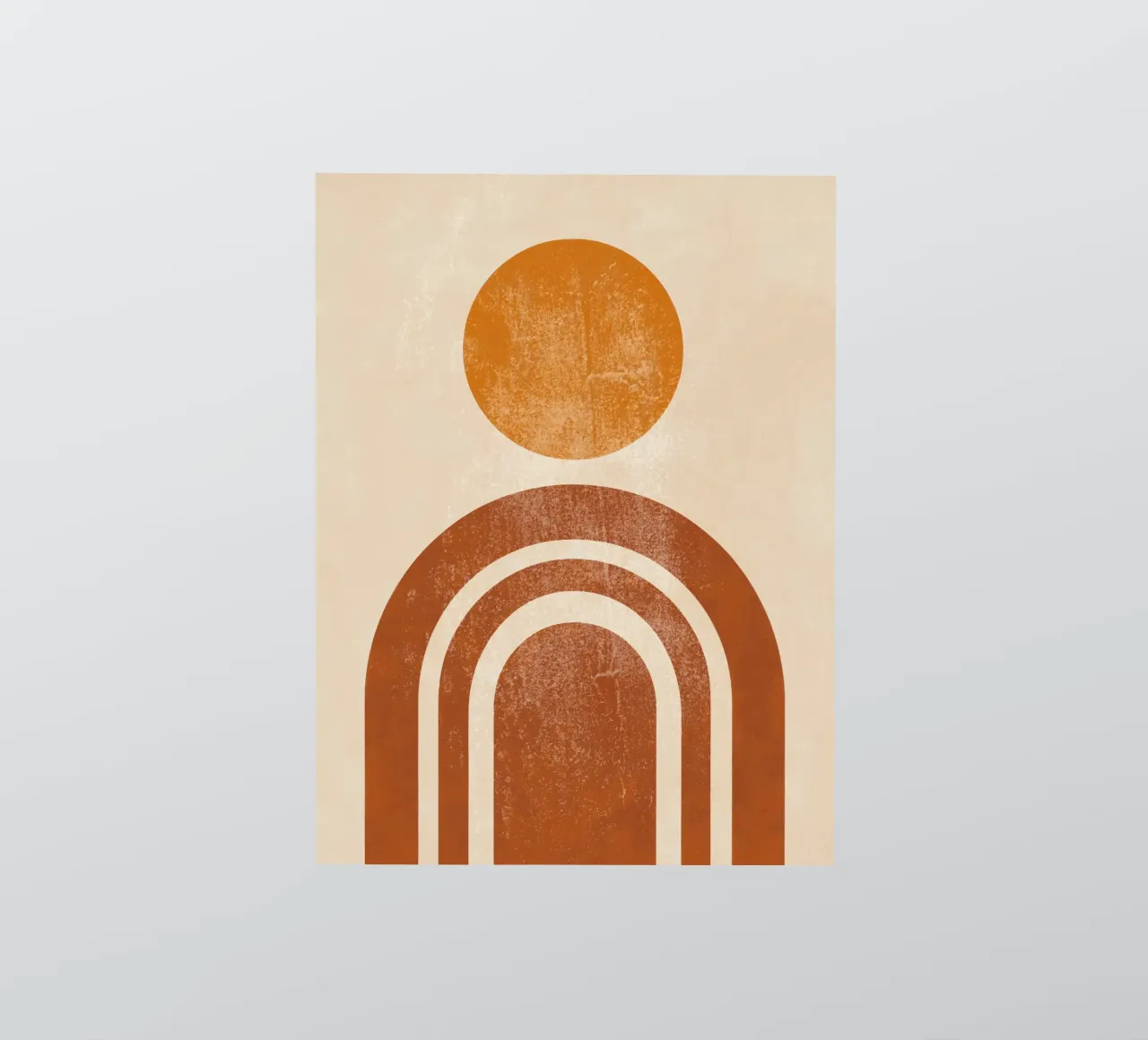 Abstracte Retro Zon & Boog Print sticker van Aralyn