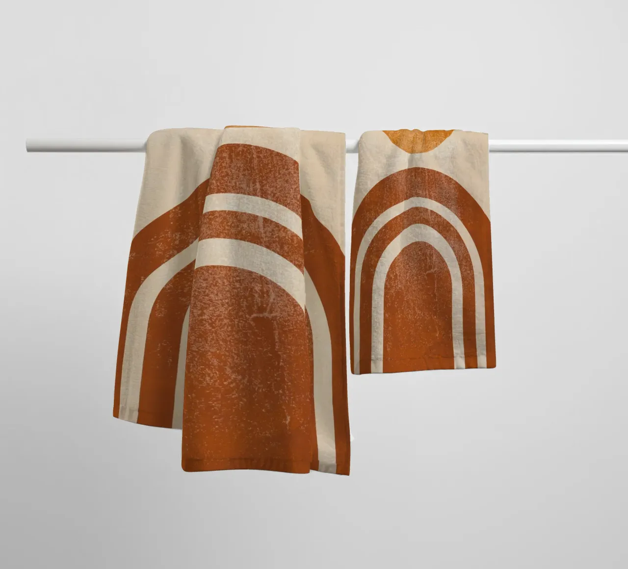 Abstracte Retro Zon & Boog Print badhanddoek van Aralyn