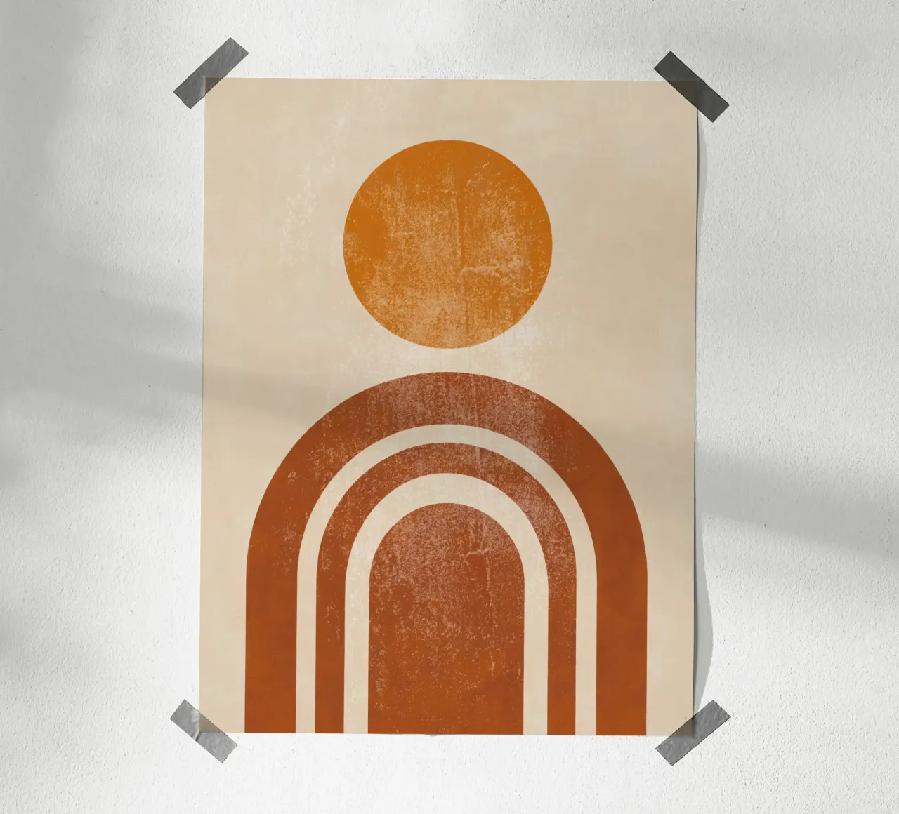 Abstracte Retro Zon & Boog Print hahnemühle van Aralyn