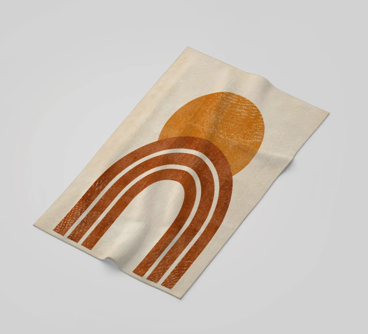 Aarde en zon abstracte print strandhanddoek van Aralyn
