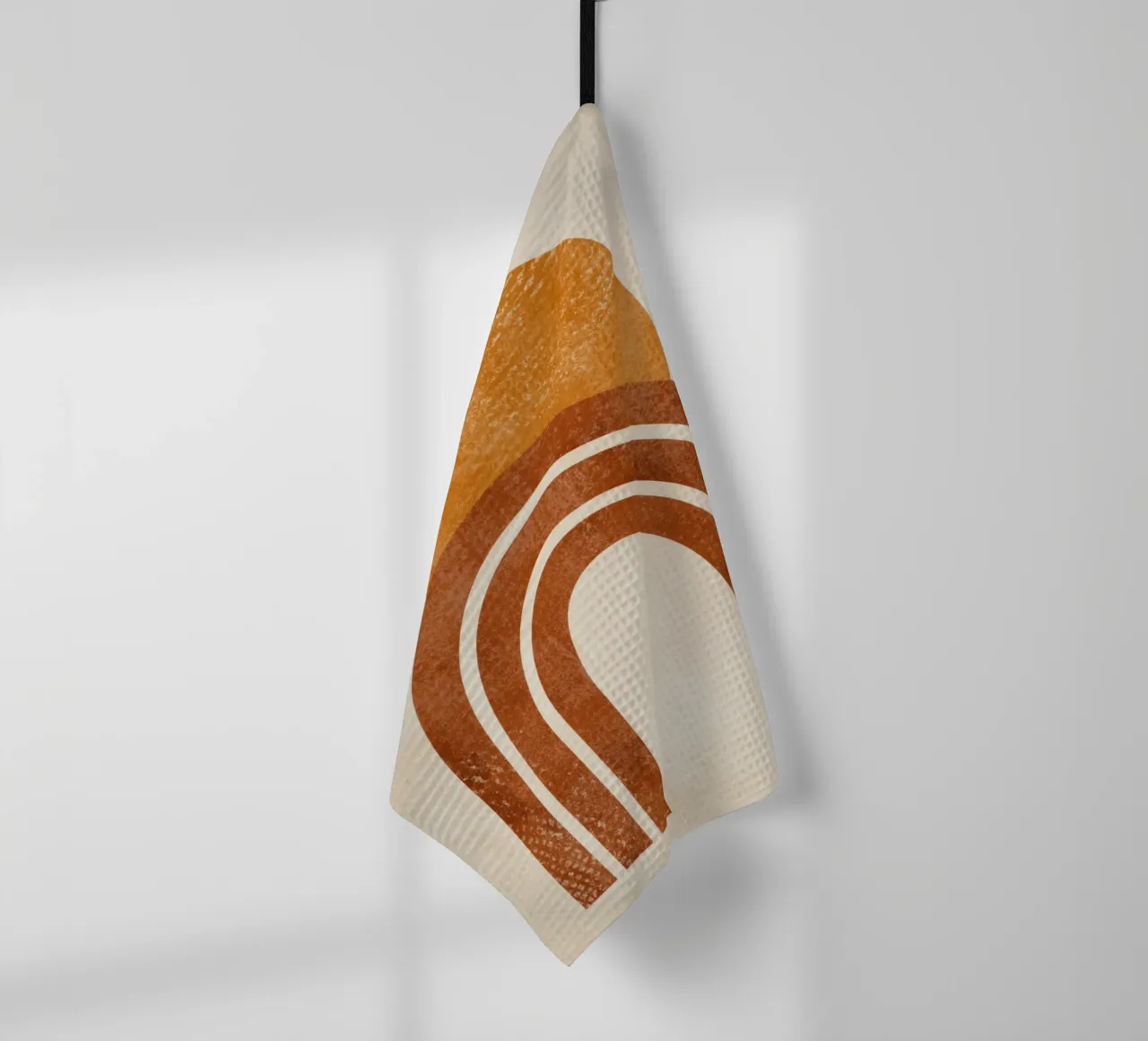 Aarde en zon abstracte print theedoek van Aralyn