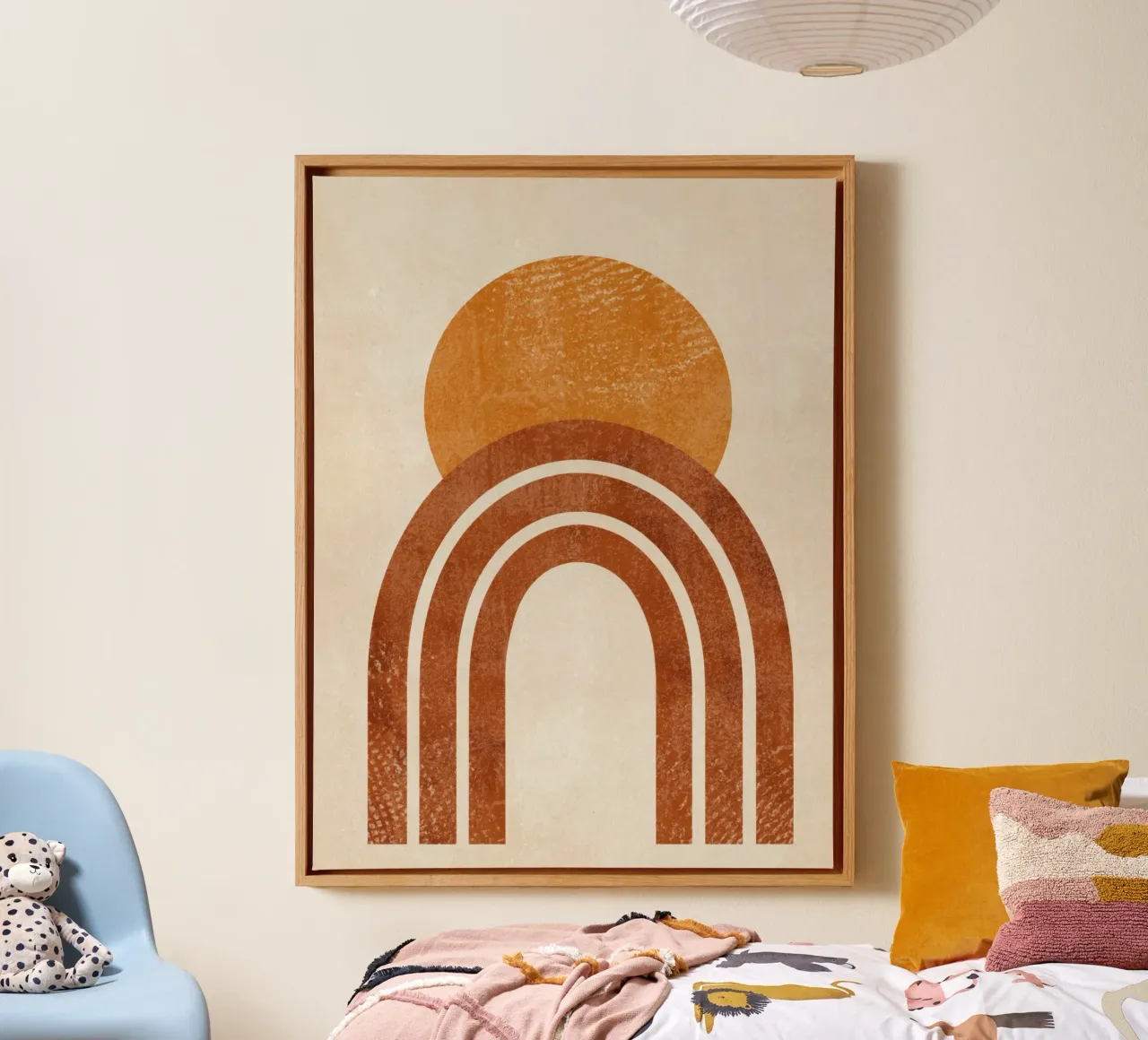 Aarde en zon abstracte print canvas van Aralyn