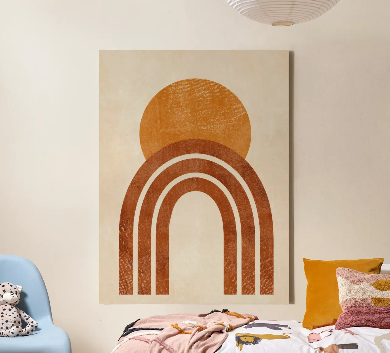 Aarde en zon abstracte print canvas van Aralyn