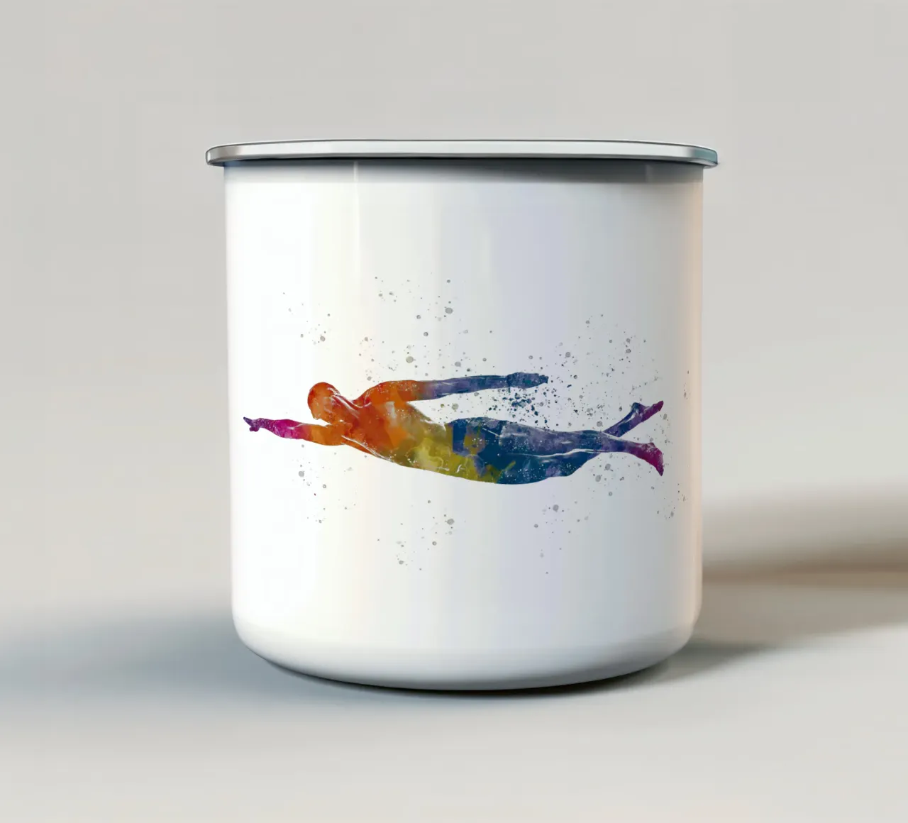 Nuotatore in acquerello tazza in smalto da ⚽ Sports Pulse