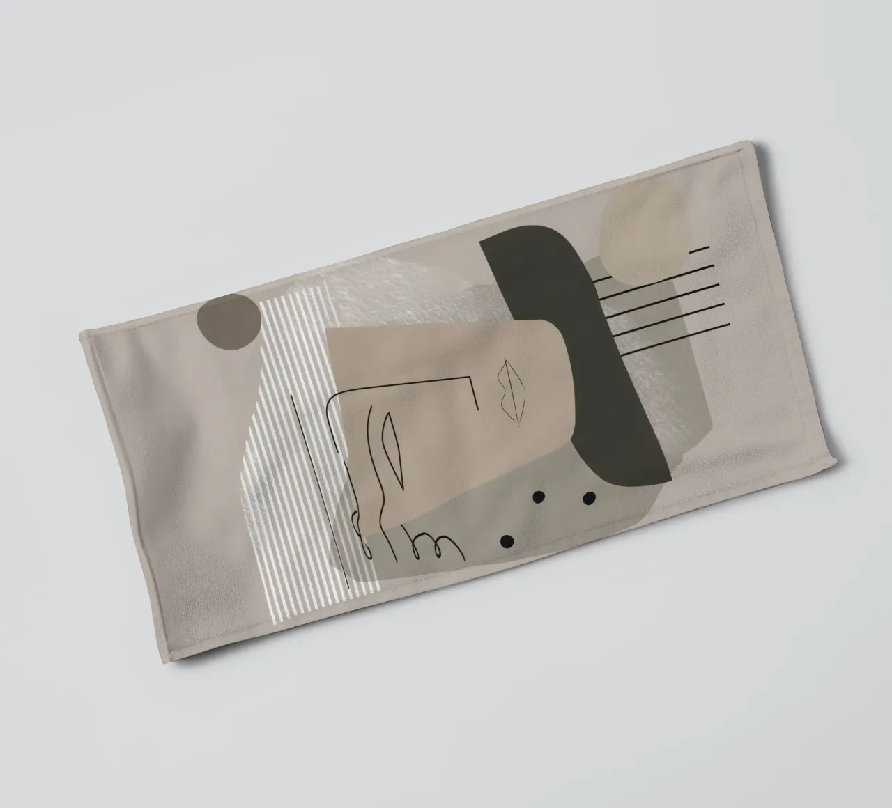 Modern Abstract Face Line Art towel by Aralyn