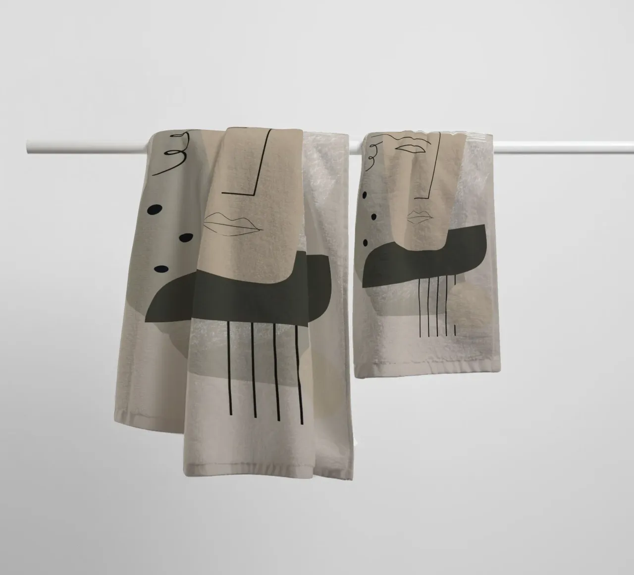 Modern Abstract Face Line Art towel by Aralyn