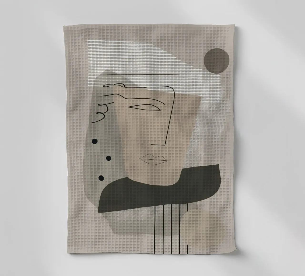 Modern Abstract Face Line Art torchon de Aralyn