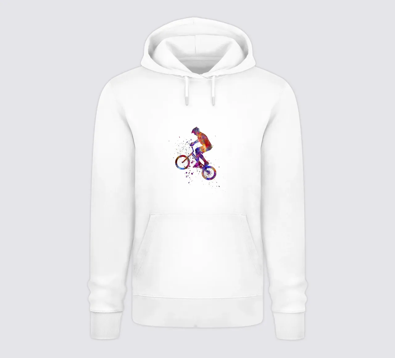 Ciclista BMX in corsa in acquerello felpa con cappuccio da ⚽ Sports Pulse