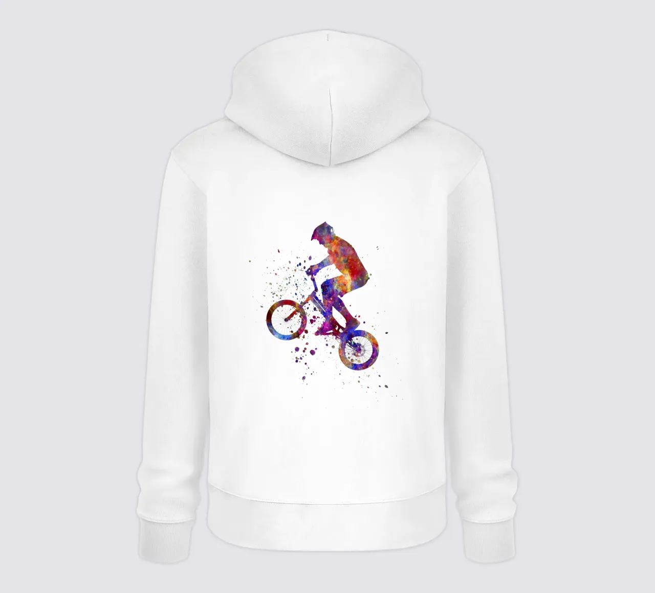 Ciclista BMX in corsa in acquerello felpa con cappuccio da ⚽ Sports Pulse