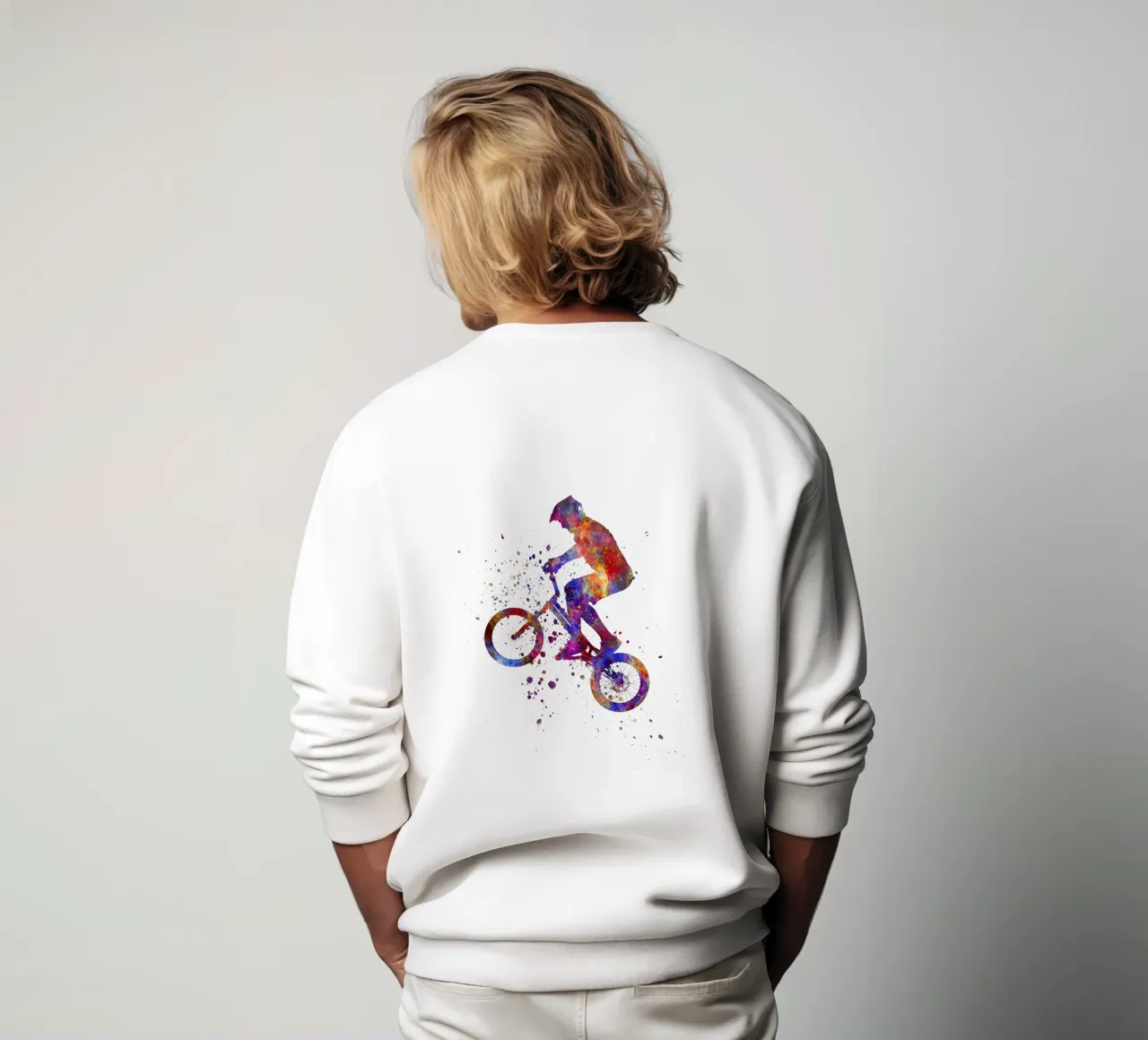 Ciclista BMX in corsa in acquerello felpa da ⚽ Sports Pulse