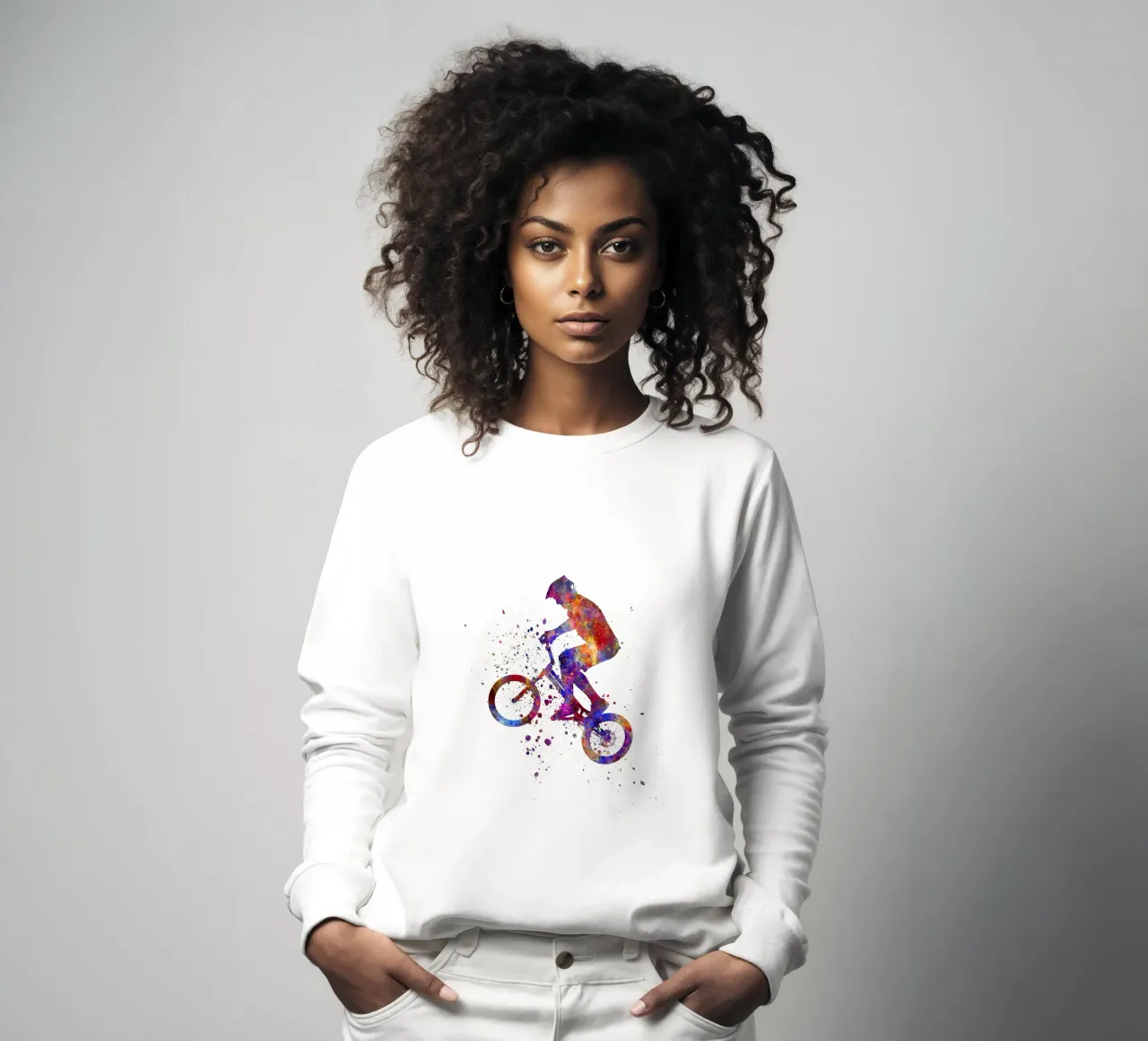 Ciclista BMX in corsa in acquerello felpa da ⚽ Sports Pulse