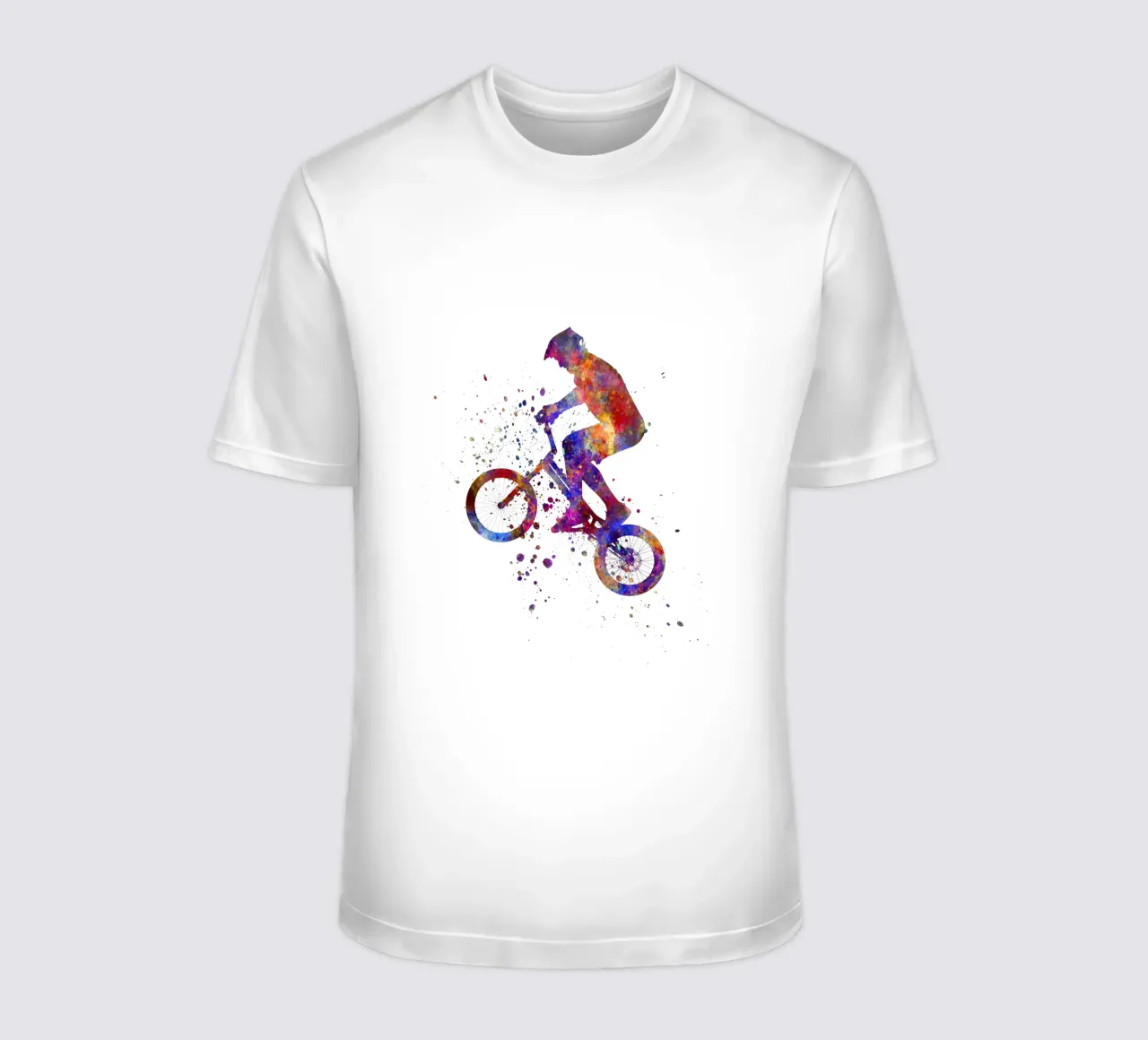 Ciclista BMX in corsa in acquerello t-shirt da ⚽ Sports Pulse