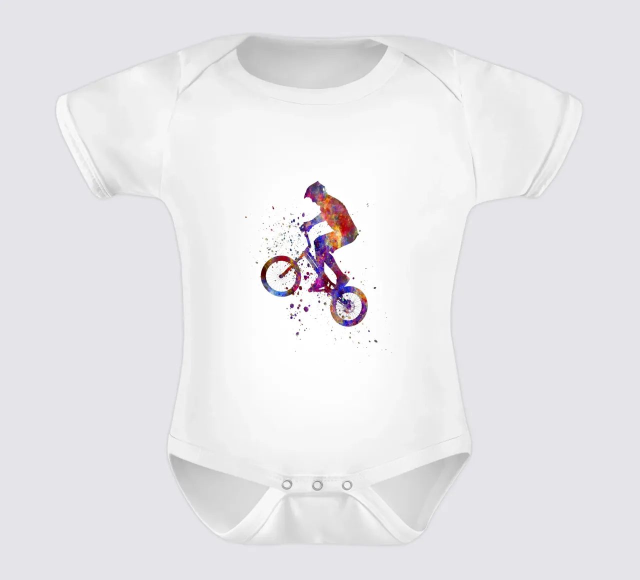 Ciclista BMX in corsa in acquerello body neonato maniche corte da ⚽ Sports Pulse