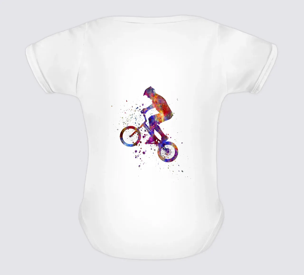Ciclista BMX in corsa in acquerello body neonato maniche corte da ⚽ Sports Pulse