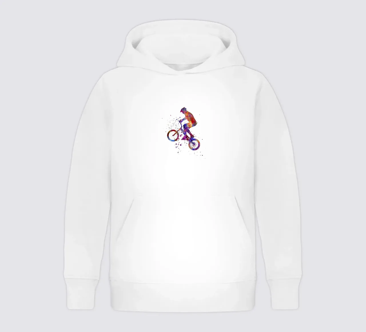 Ciclista BMX in corsa in acquerello felpa bambino con cappuccio da ⚽ Sports Pulse