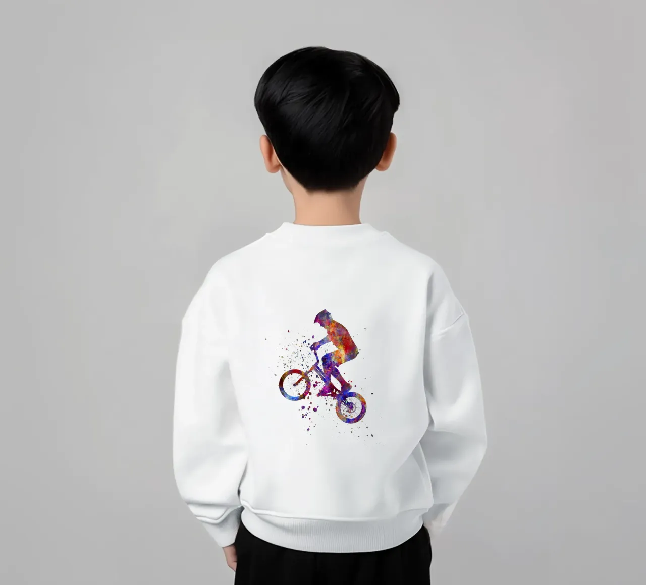 Ciclista BMX in corsa in acquerello felpa bambino da ⚽ Sports Pulse