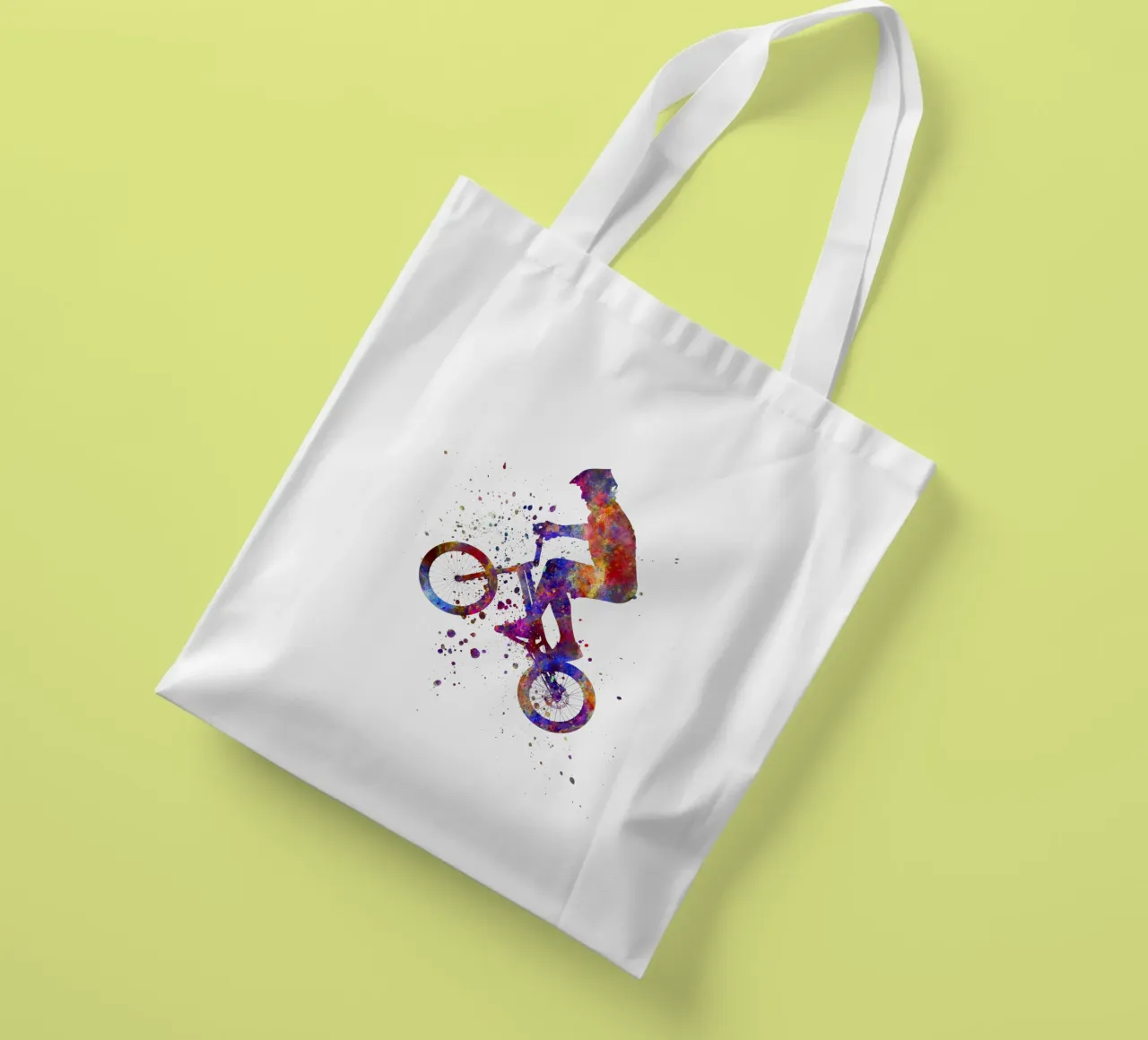 Ciclista BMX in corsa in acquerello borsa in juta da ⚽ Sports Pulse