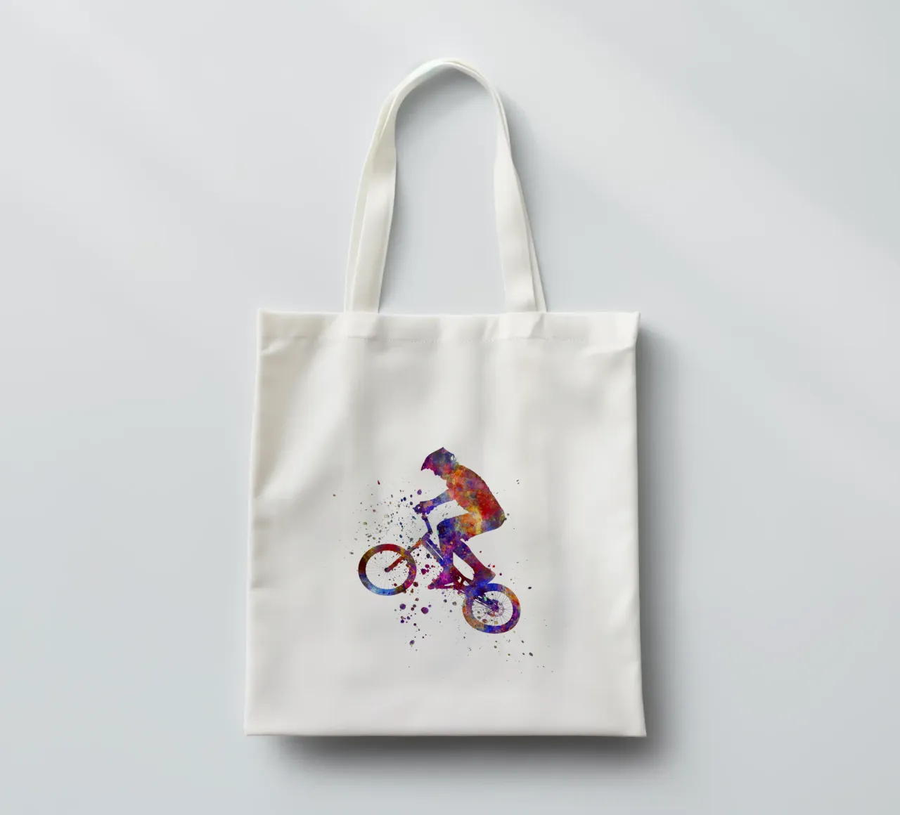 Ciclista BMX in corsa in acquerello borsa in juta da ⚽ Sports Pulse