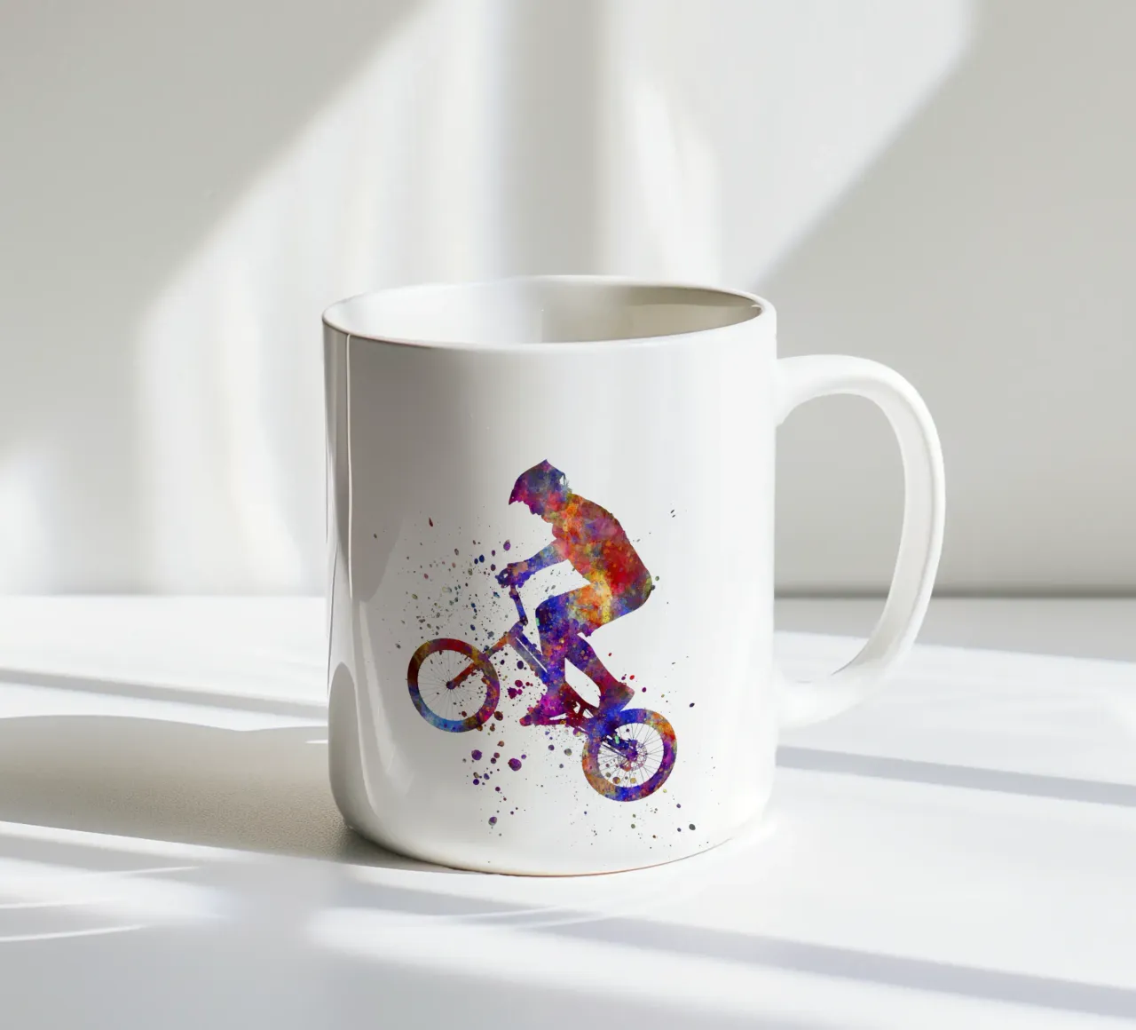 Ciclista BMX in corsa in acquerello tazza in ceramica da ⚽ Sports Pulse