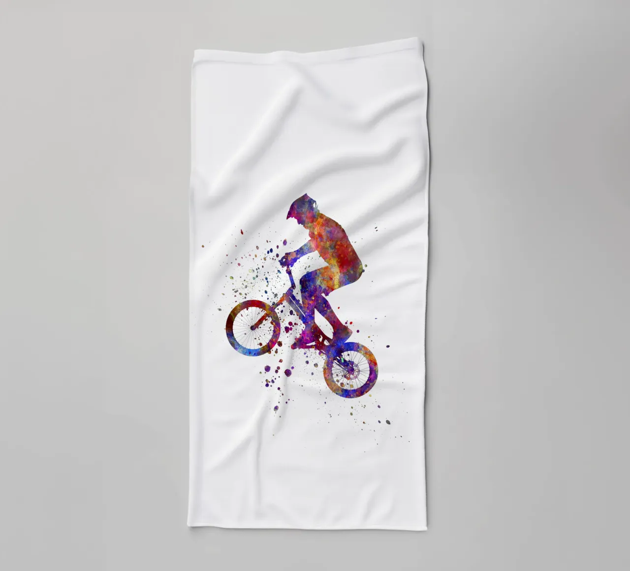 Ciclista BMX in corsa in acquerello asciugamano da bagno da ⚽ Sports Pulse