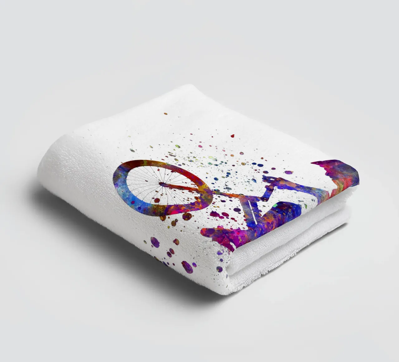 Ciclista BMX in corsa in acquerello asciugamano da bagno da ⚽ Sports Pulse