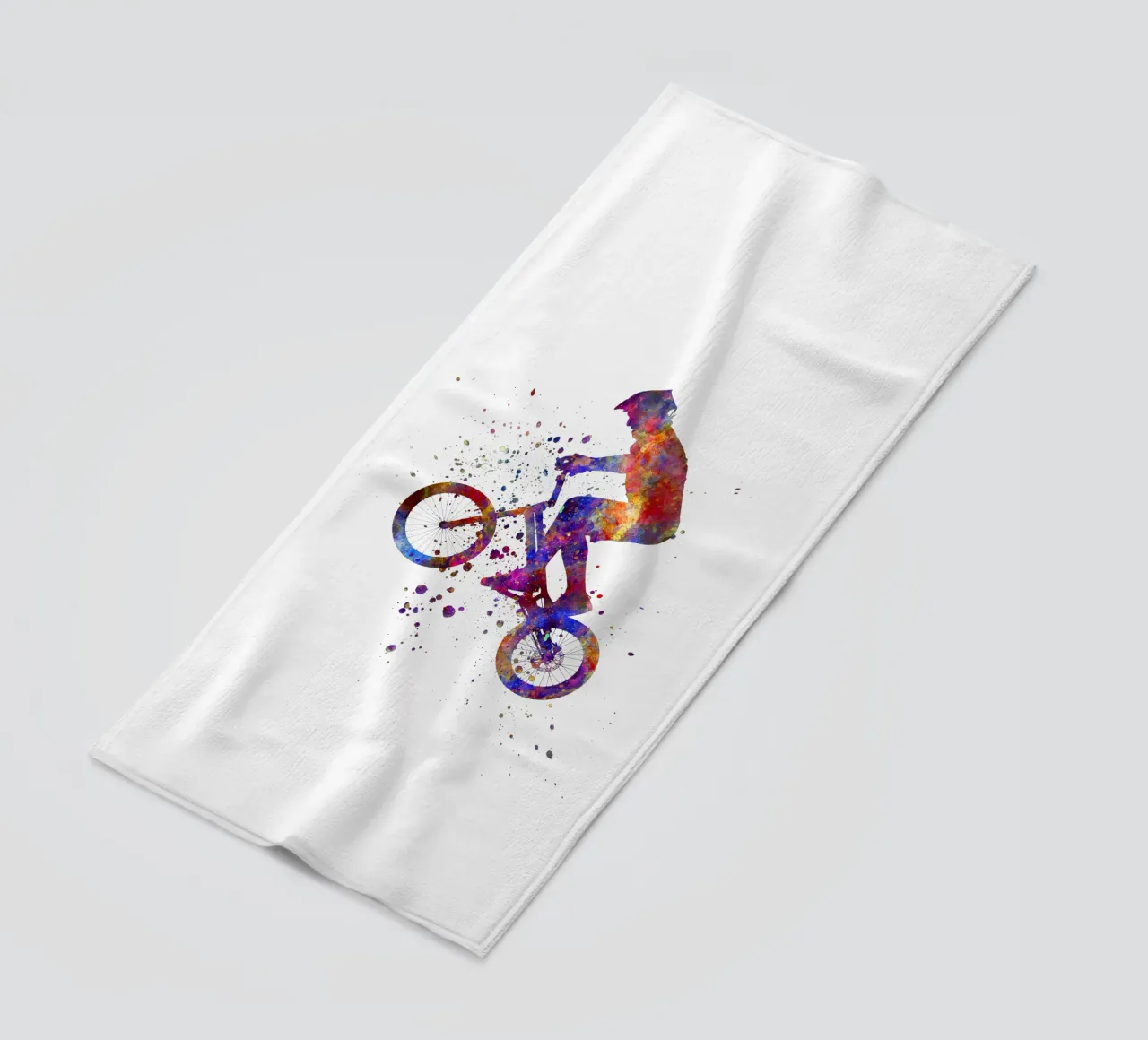 Ciclista BMX in corsa in acquerello telo mare da ⚽ Sports Pulse
