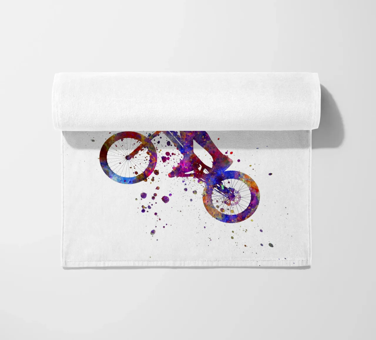 Ciclista BMX in corsa in acquerello telo mare da ⚽ Sports Pulse