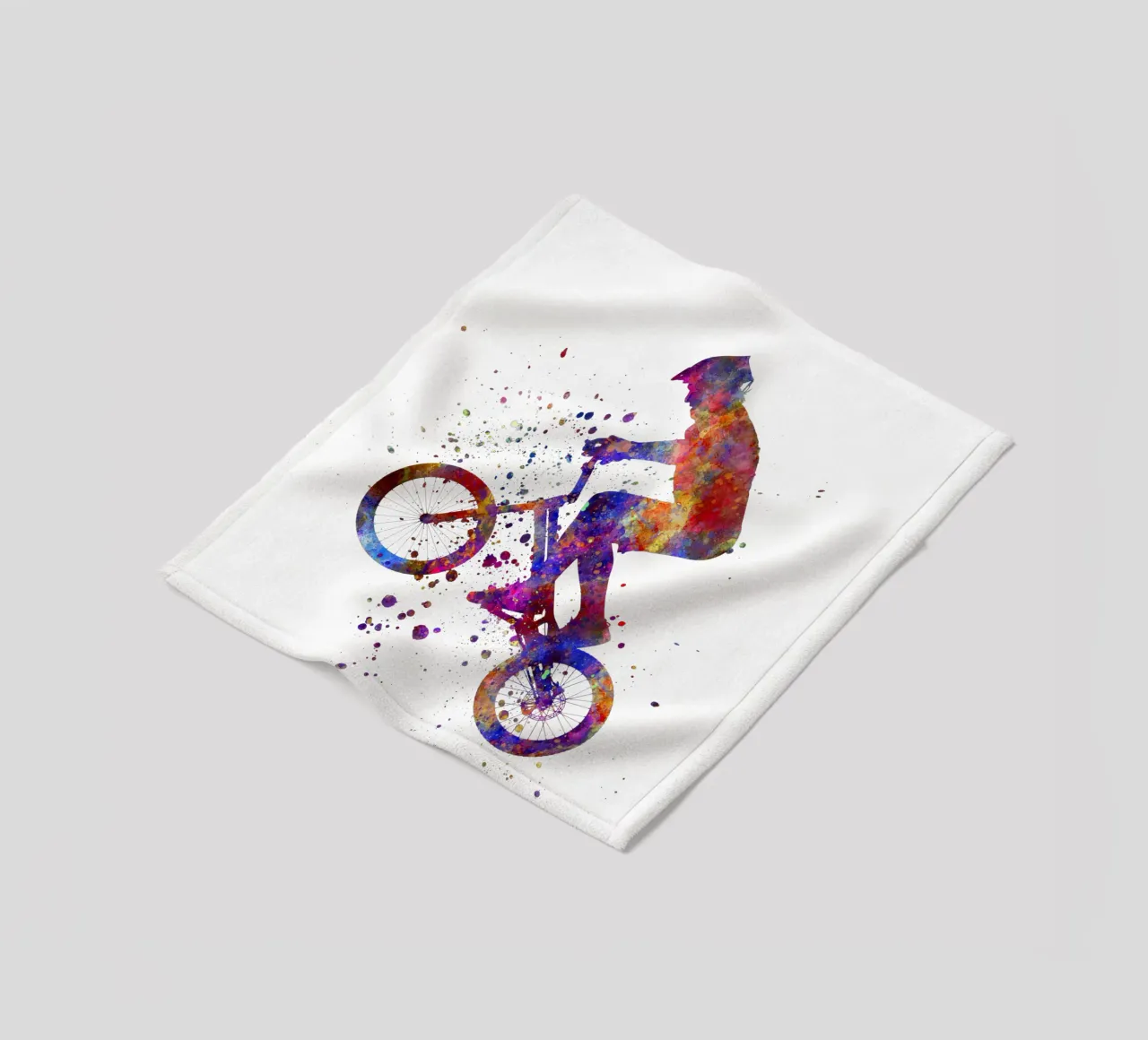 Ciclista BMX in corsa in acquerello coperta in pile da ⚽ Sports Pulse