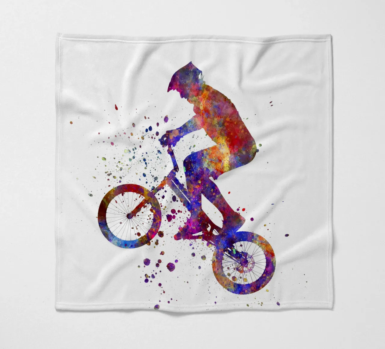 Ciclista BMX in corsa in acquerello coperta in pile da ⚽ Sports Pulse