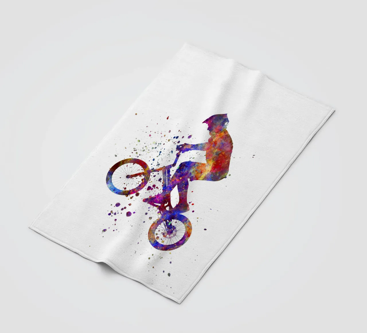 Ciclista BMX in corsa in acquerello coperta in pile da ⚽ Sports Pulse