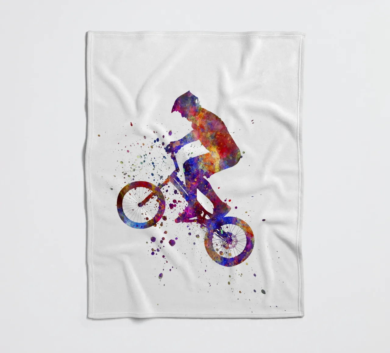 Ciclista BMX in corsa in acquerello coperta in pile da ⚽ Sports Pulse