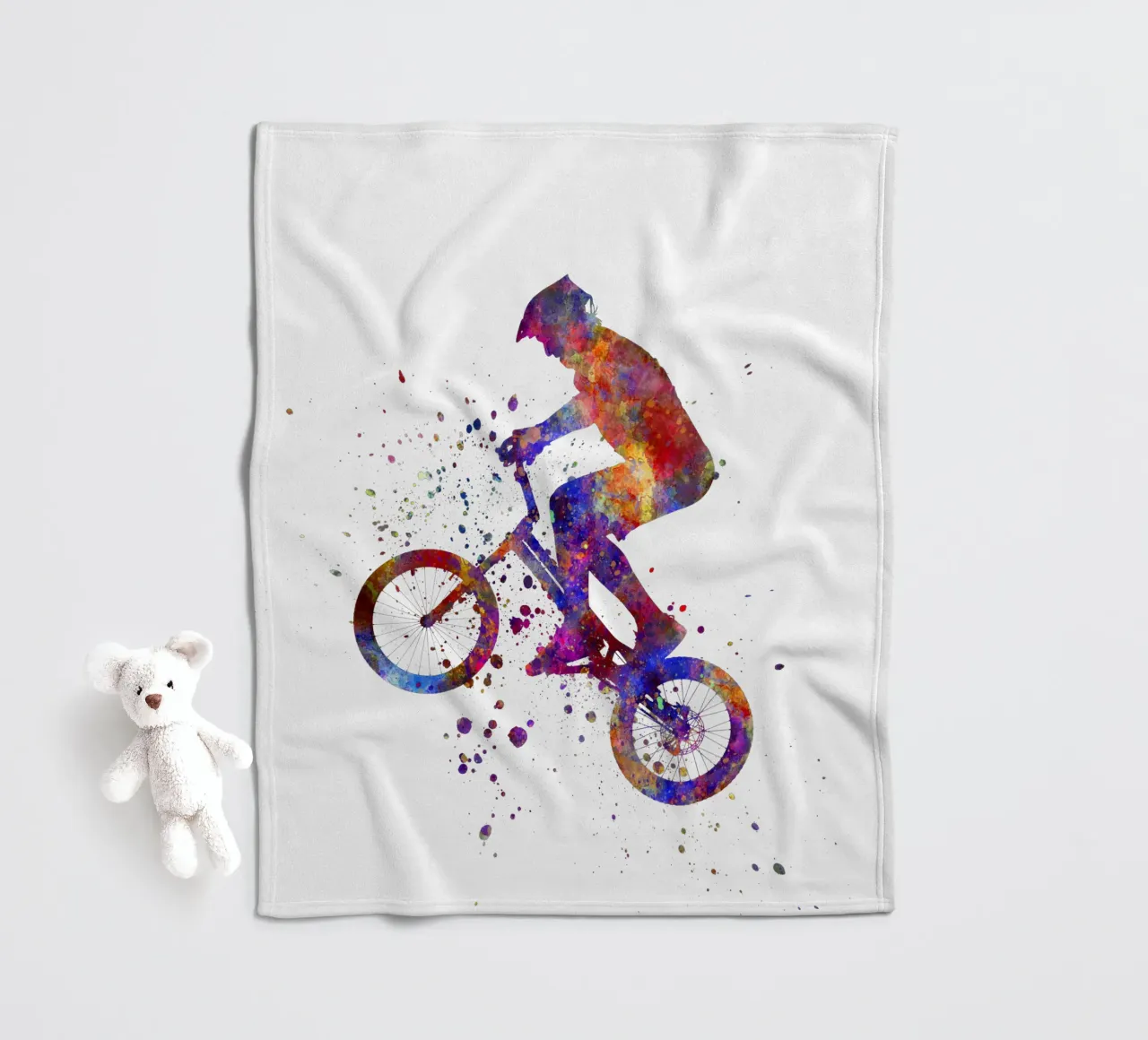 Ciclista BMX in corsa in acquerello coperta in pile da ⚽ Sports Pulse