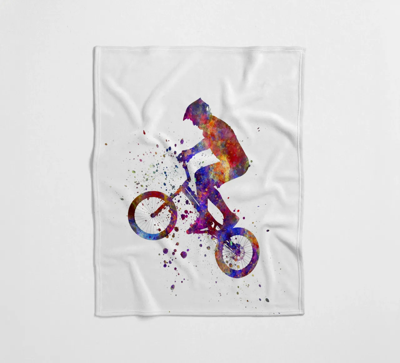 Ciclista BMX in corsa in acquerello coperta in pile da ⚽ Sports Pulse