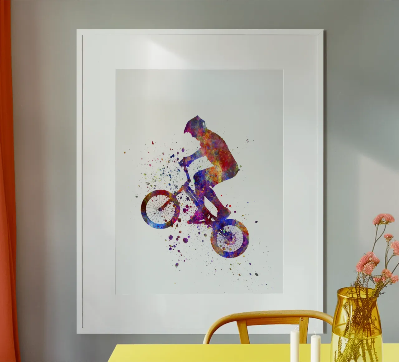 Ciclista BMX in corsa in acquerello poster da ⚽ Sports Pulse