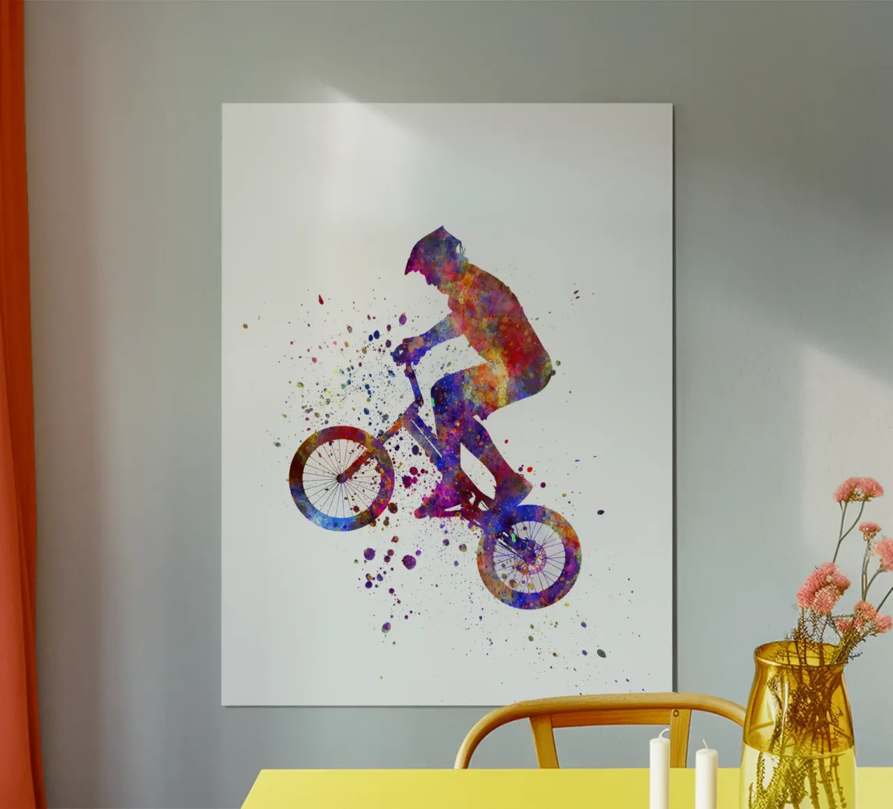 Ciclista BMX in corsa in acquerello poster da ⚽ Sports Pulse