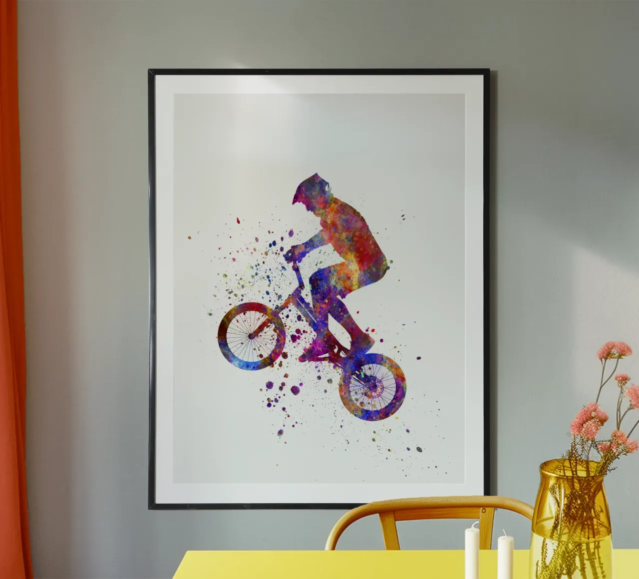 Ciclista BMX in corsa in acquerello poster da ⚽ Sports Pulse